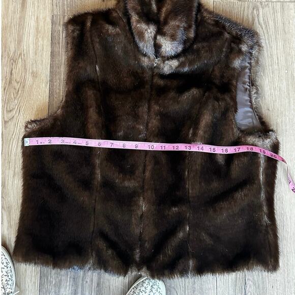 Telluride Clothing Co Faux Fur Brown Zip Front Vest Women’s Medium - Picture 4 of 5